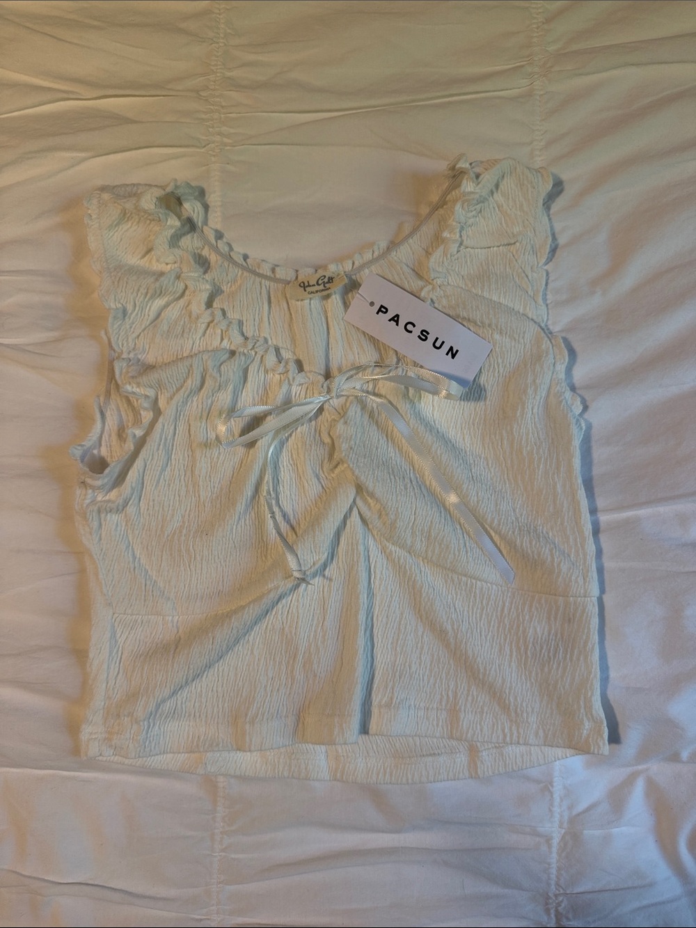 PacSun Cream Ruffle Tie-Front Tank